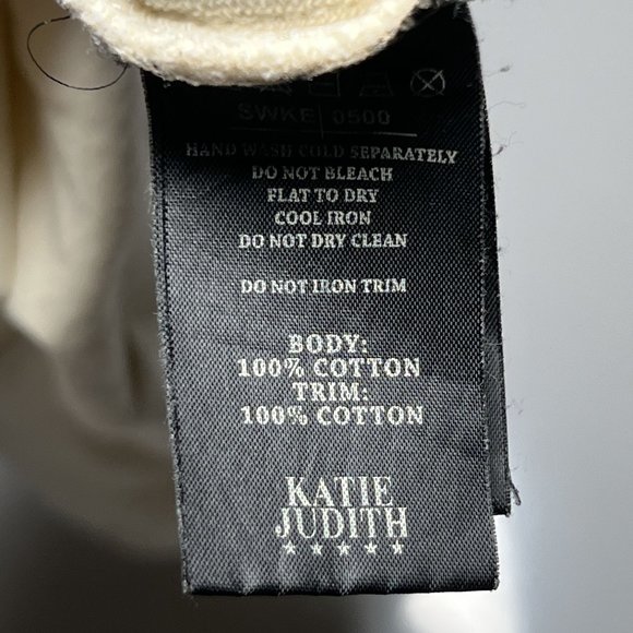 Katie Judith Cream 100% Cotton Netted Zip Up Hooded Jacket Womens Size 38 - Picture 4 of 4